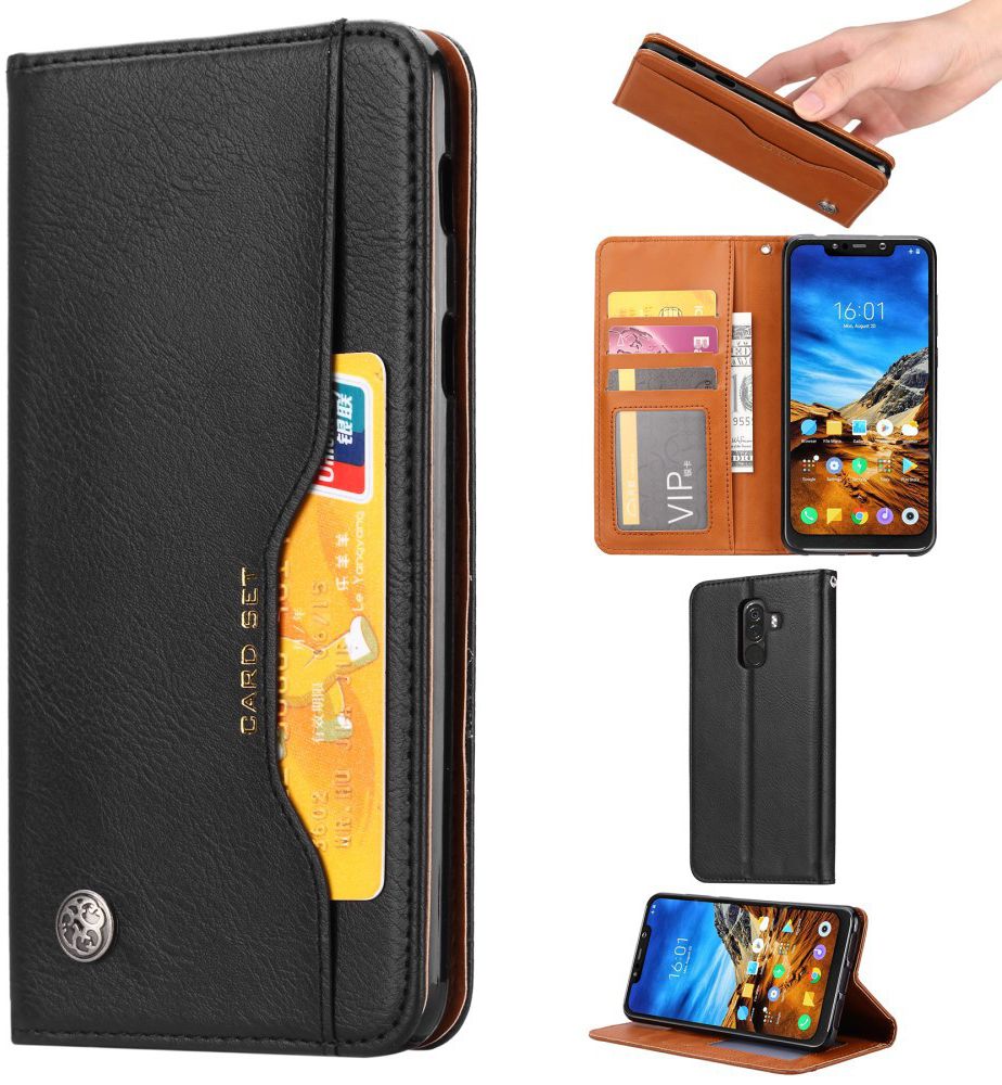 Xiaomi Pocophone F1 Luxe Portemonnee Hoesje Zwart afbeelding 3