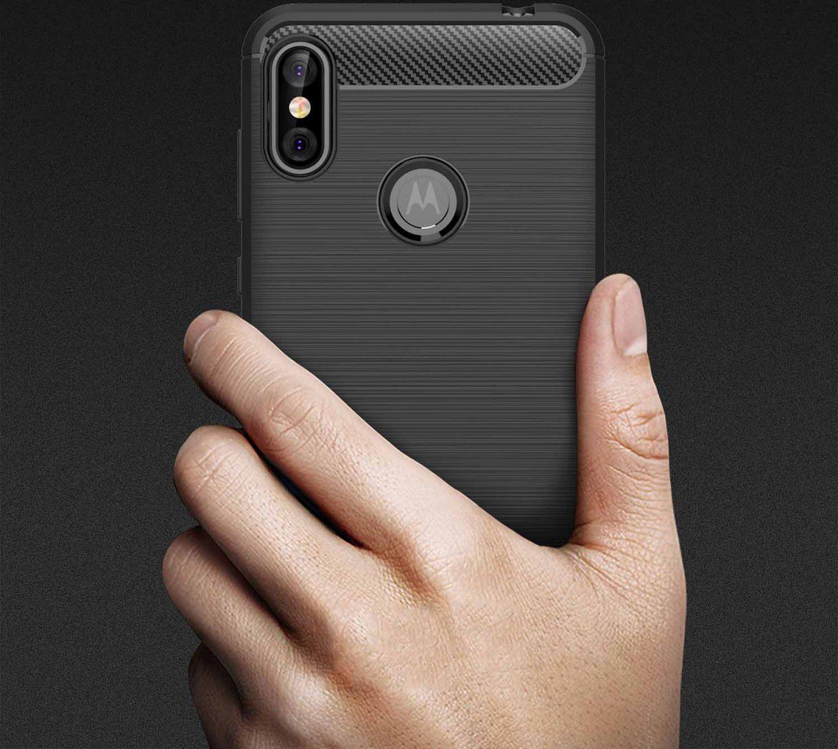 Motorola One Geborsteld TPU Hoesje Blauw afbeelding 5