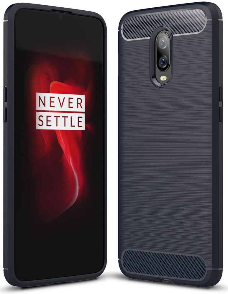 OnePlus 6T Geborsteld TPU Hoesje Blauw afbeelding 1