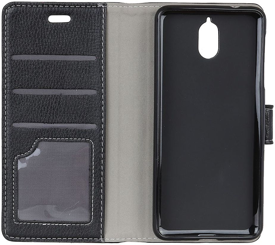 Nokia 3.1 Hoesje met Kaarthouder Zwart afbeelding 2