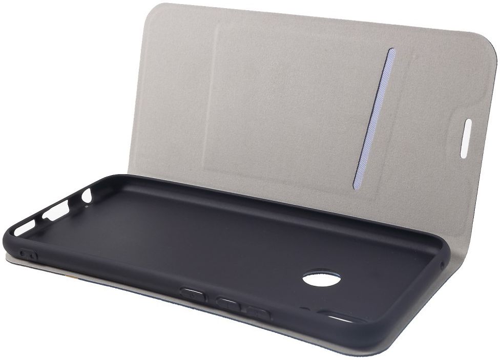 Huawei P Smart Plus Linnen Textuur Lederen Flip Hoesje Blauw afbeelding 2