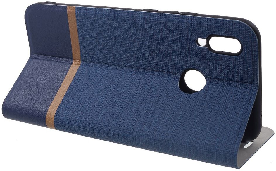 Huawei P Smart Plus Linnen Textuur Lederen Flip Hoesje Blauw afbeelding 3