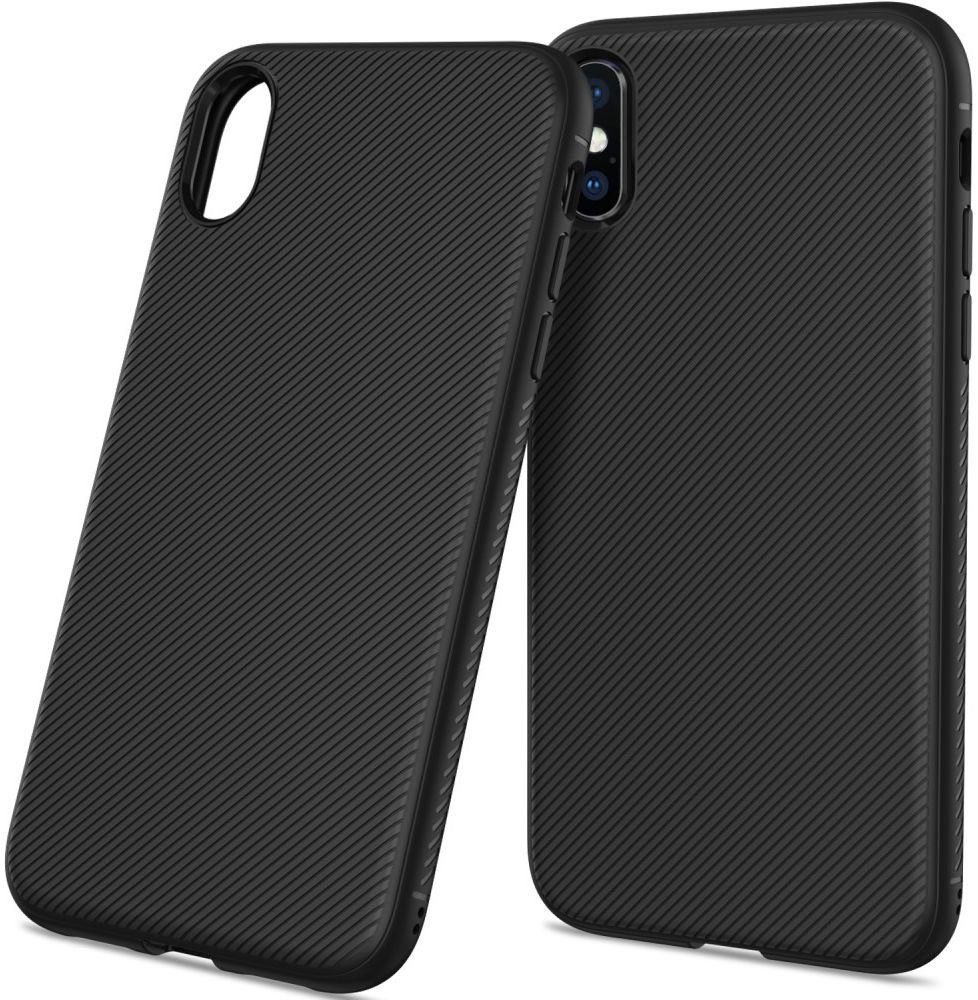 Apple iPhone XS Max Twill Slim Texture Back Cover Zwart afbeelding 1