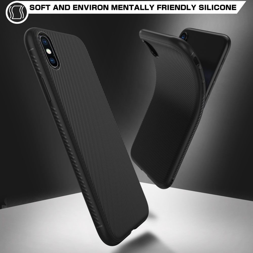 Apple iPhone XS Max Twill Slim Texture Back Cover Zwart afbeelding 2