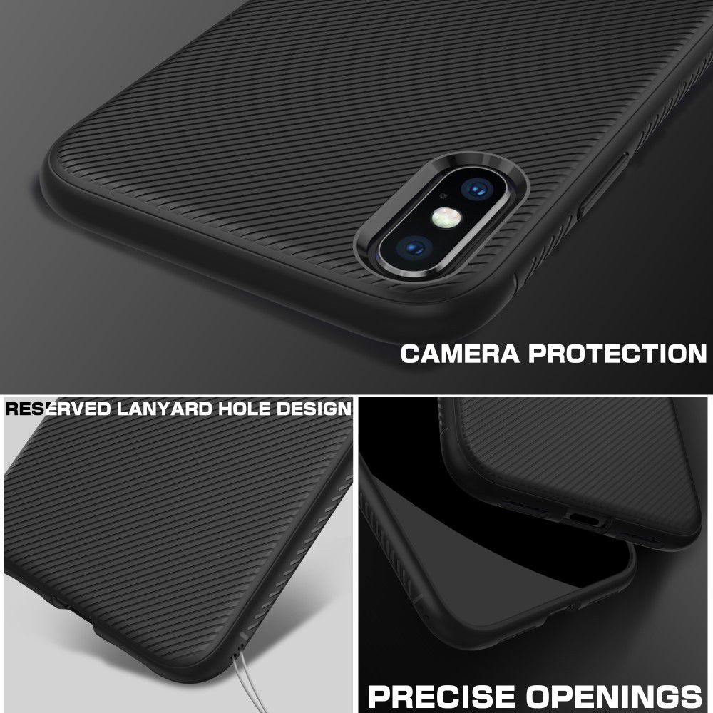 Apple iPhone XS Max Twill Slim Texture Back Cover Zwart afbeelding 4