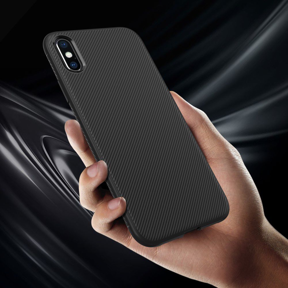 Apple iPhone XS Max Twill Slim Texture Back Cover Zwart afbeelding 5
