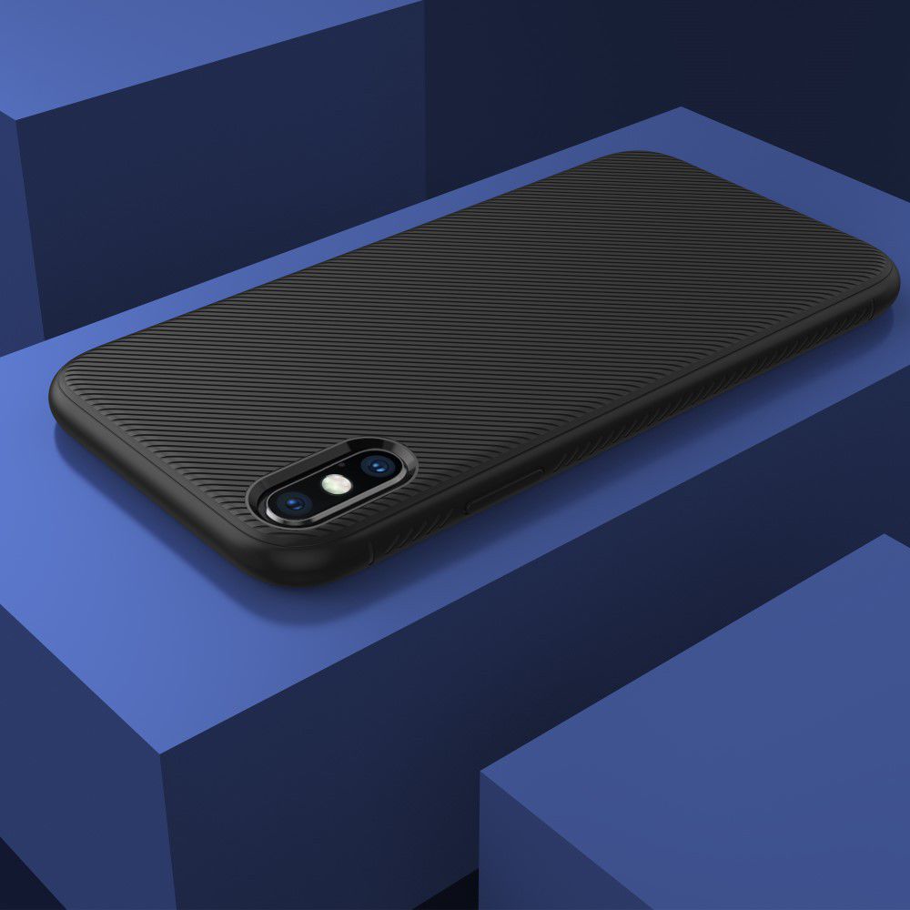 Apple iPhone XS Max Twill Slim Texture Back Cover Zwart afbeelding 6