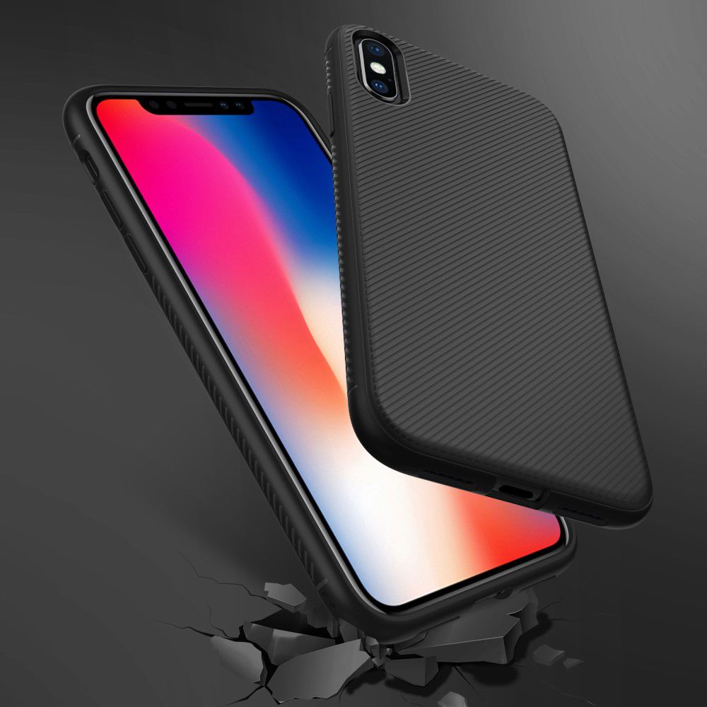 Apple iPhone XS Max Twill Slim Texture Back Cover Zwart afbeelding 8