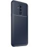 Huawei Mate 20 Lite Siliconen Carbon Hoesje Blauw