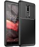 Nokia 5.1 Siliconen Carbon Hoesje Zwart