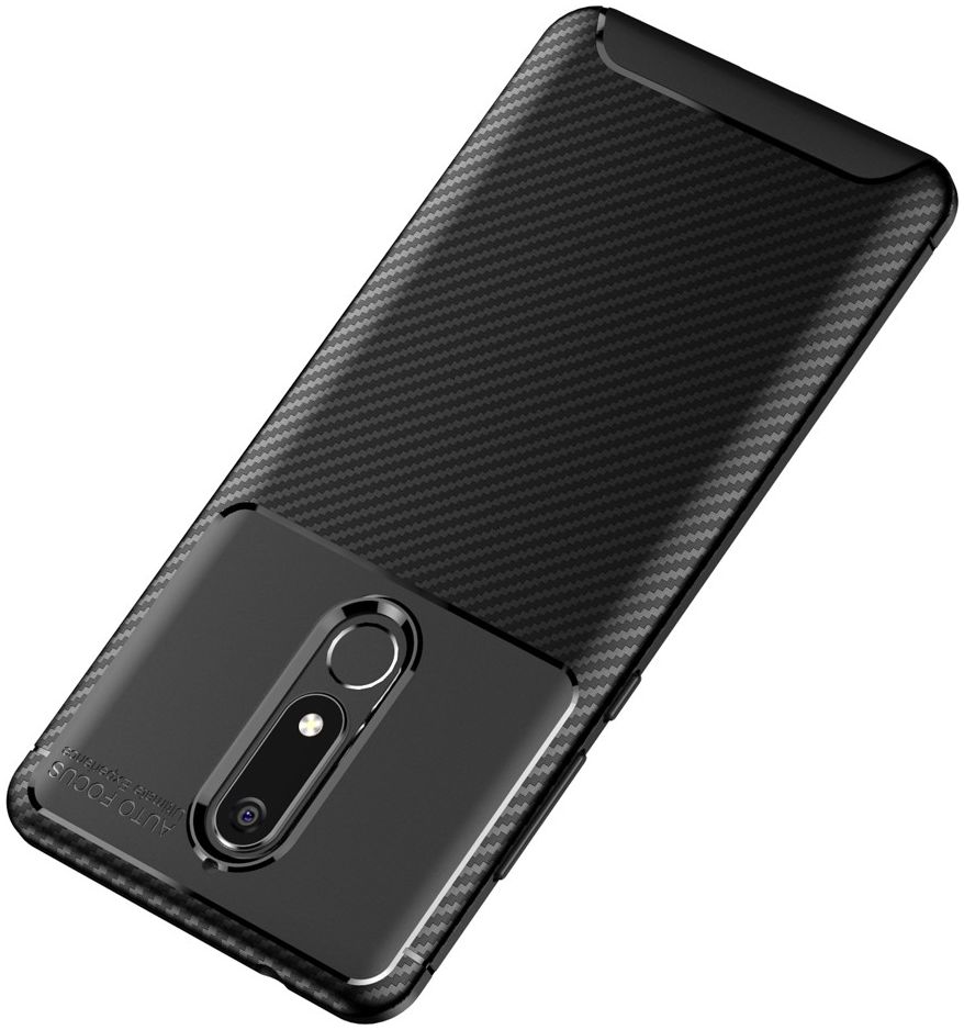 Nokia 5.1 Siliconen Carbon Hoesje Zwart afbeelding 9