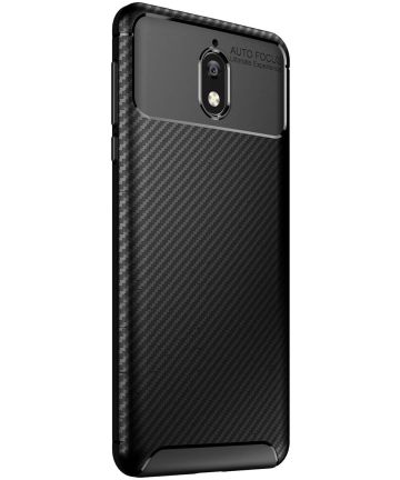 Nokia 3.1 Siliconen Carbon Hoesje Zwart Hoesjes