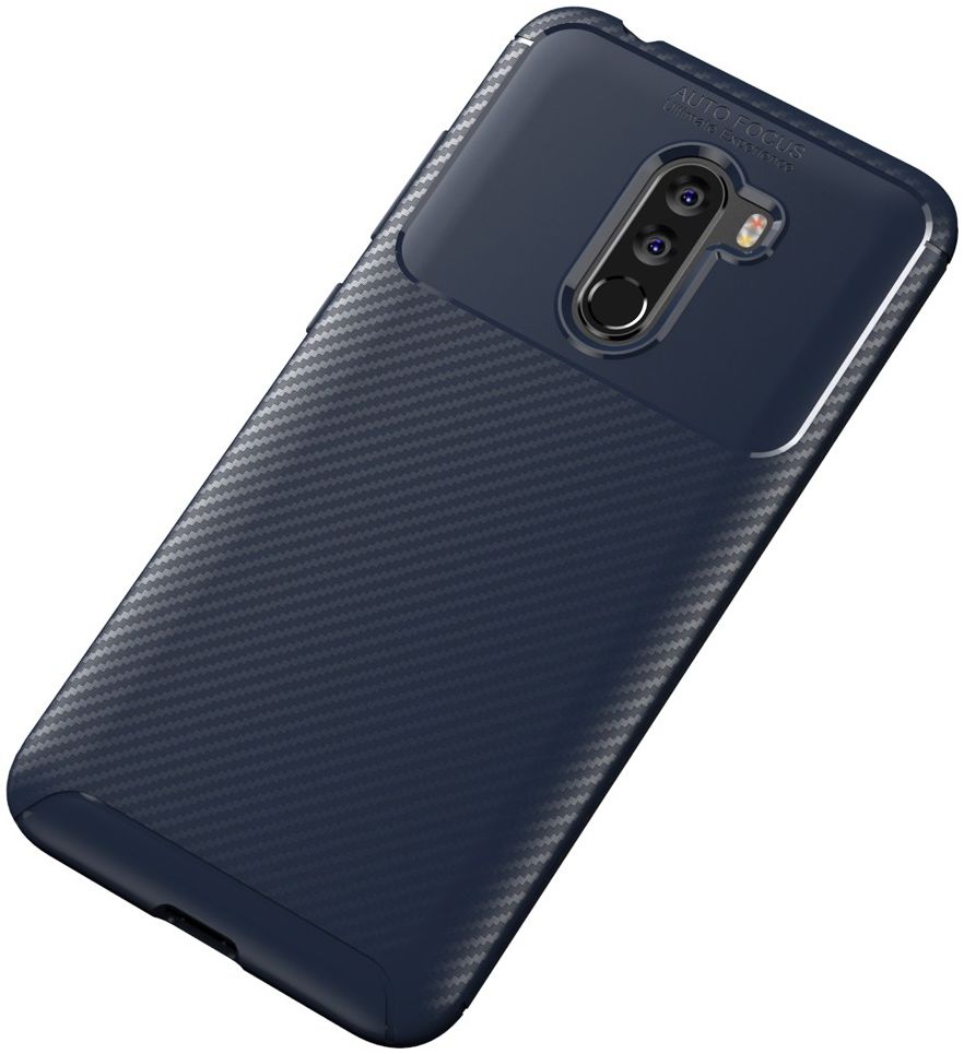 Xiaomi PocoPhone F1 Siliconen Carbon Hoesje Blauw afbeelding 2