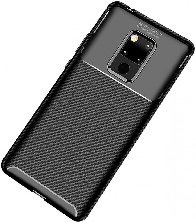 Huawei Mate 20 Siliconen Carbon Hoesje Zwart afbeelding 5