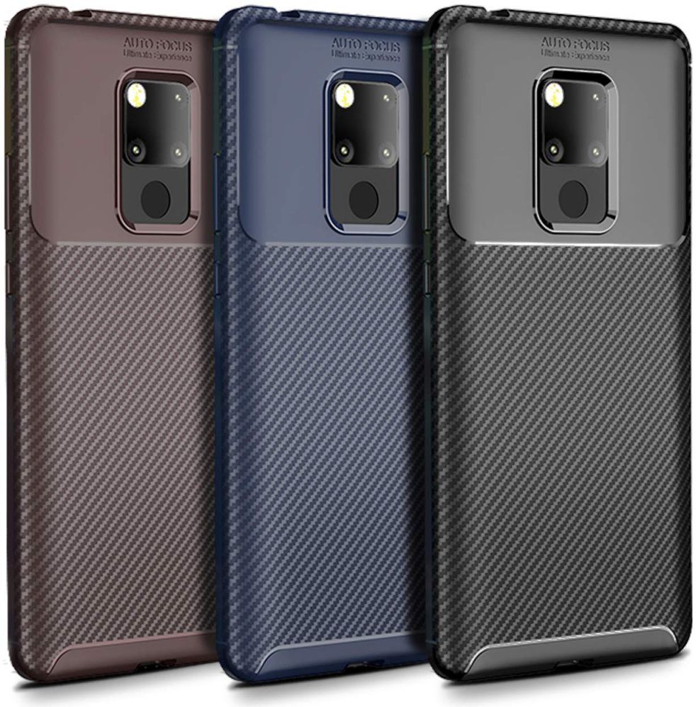 Huawei Mate 20 Siliconen Carbon Hoesje Zwart afbeelding 6