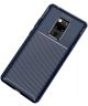 Huawei Mate 20 Siliconen Carbon Hoesje Blauw