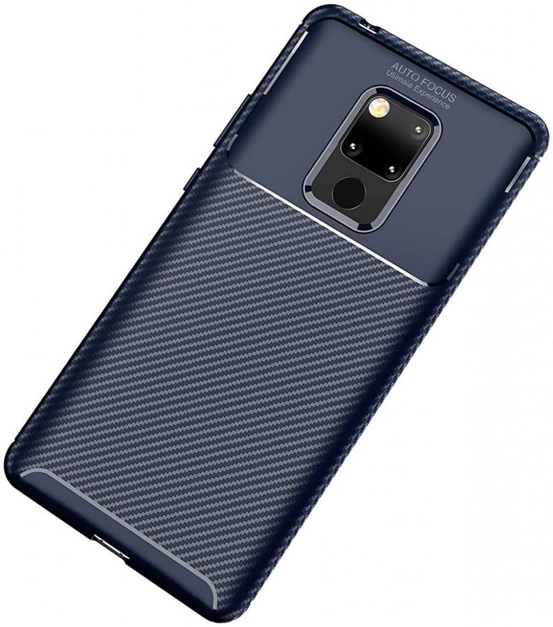 Huawei Mate 20 Siliconen Carbon Hoesje Blauw afbeelding 2