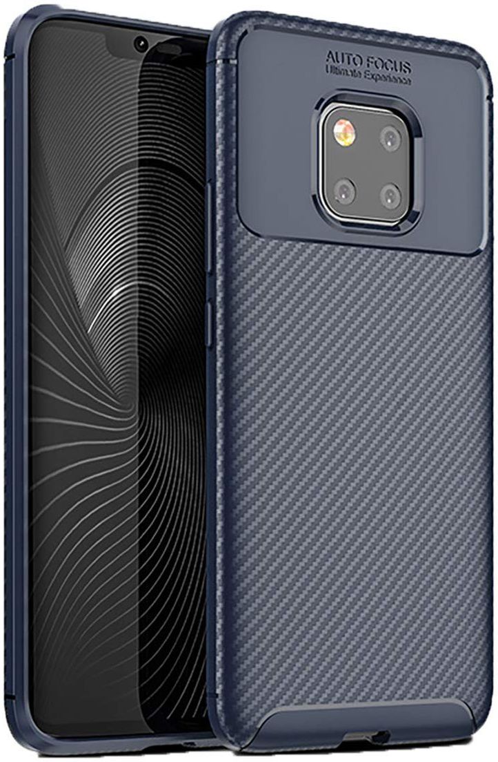 Huawei Mate 20 Pro Siliconen Carbon Hoesje Blauw afbeelding 1