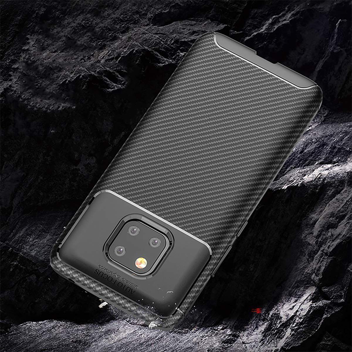 Huawei Mate 20 Pro Siliconen Carbon Hoesje Blauw afbeelding 4