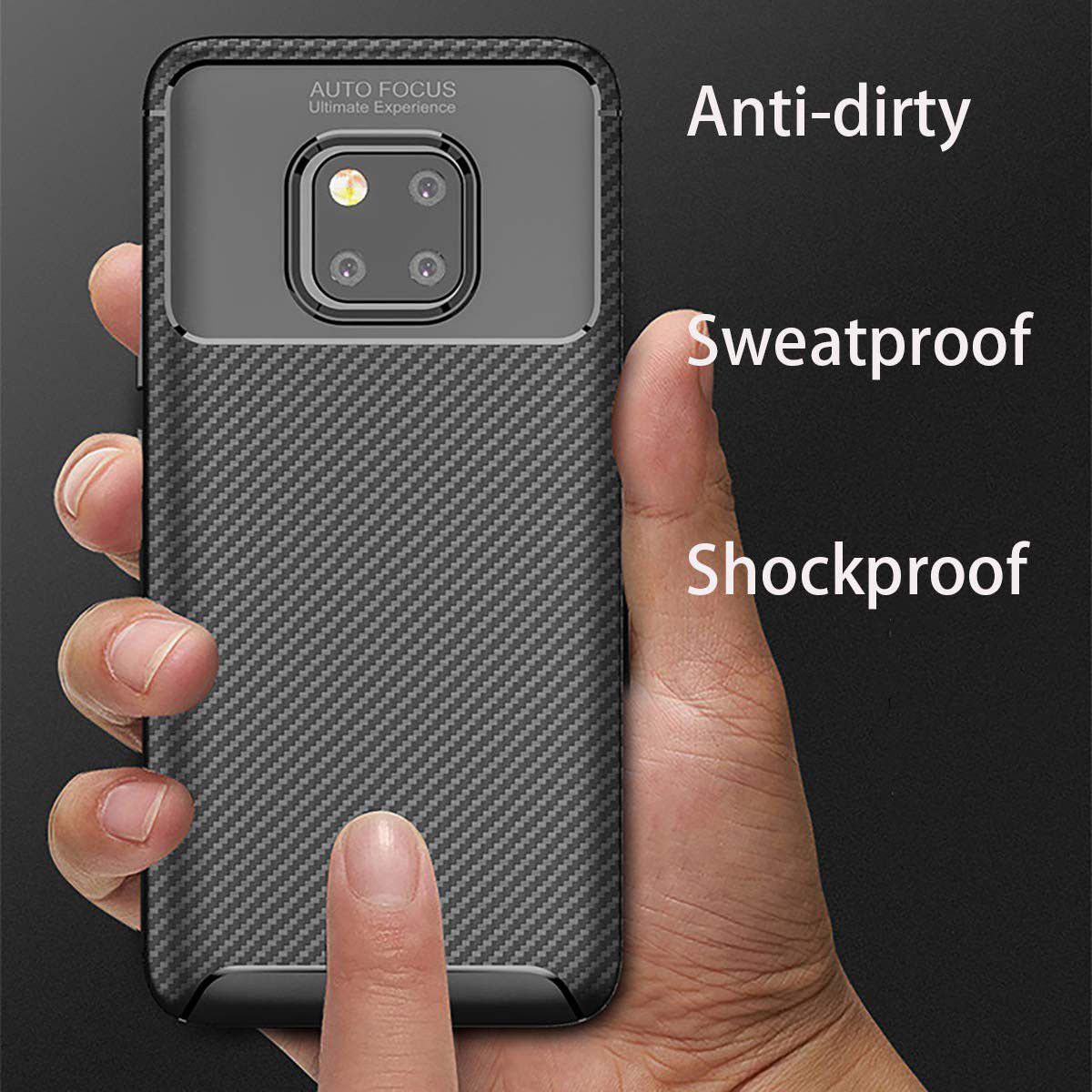 Huawei Mate 20 Pro Siliconen Carbon Hoesje Blauw afbeelding 8
