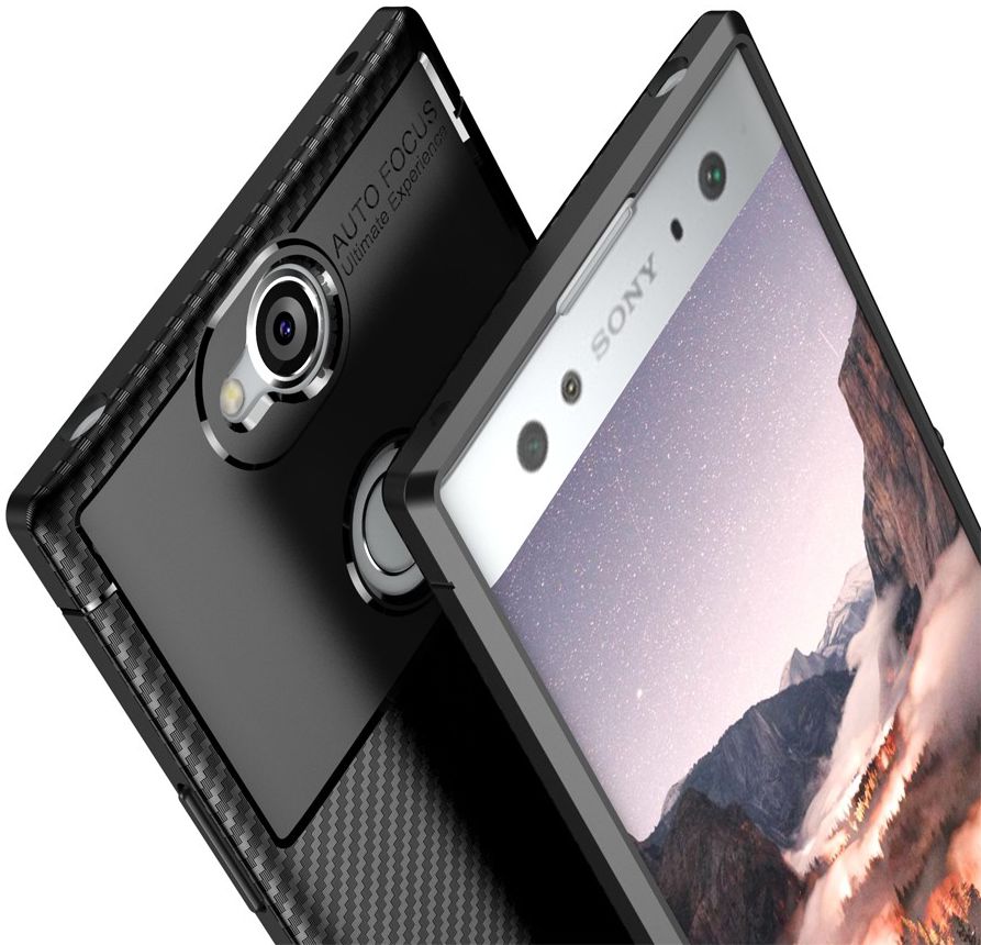Sony Xperia XA2 Plus Siliconen Carbon Hoesje Zwart afbeelding 5