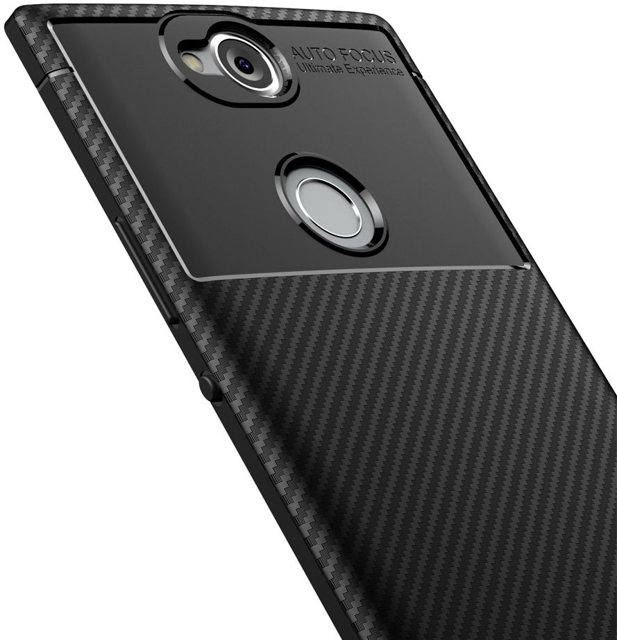 Sony Xperia XA2 Plus Siliconen Carbon Hoesje Zwart afbeelding 7