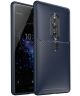 Sony Xperia XZ2 Premium Siliconen Carbon Hoesje Blauw