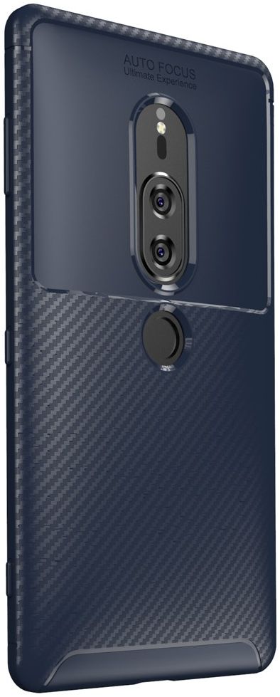 Sony Xperia XZ2 Premium Siliconen Carbon Hoesje Blauw afbeelding 4
