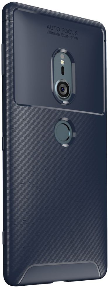 Sony Xperia XZ2 Siliconen Carbon Hoesje Blauw afbeelding 4