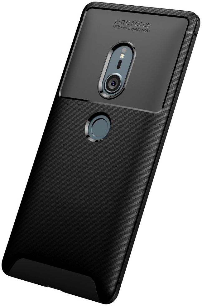 Sony Xperia XZ2 Siliconen Carbon Hoesje Zwart afbeelding 4