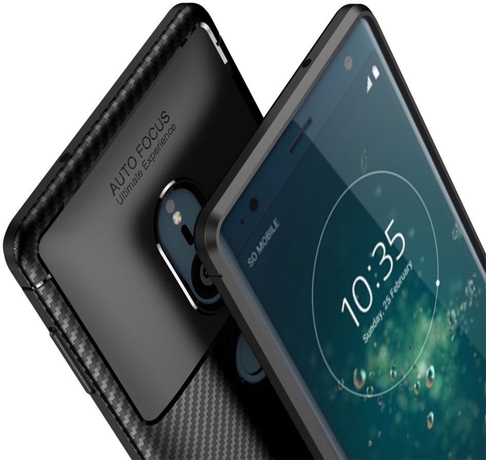 Sony Xperia XZ2 Siliconen Carbon Hoesje Zwart afbeelding 5