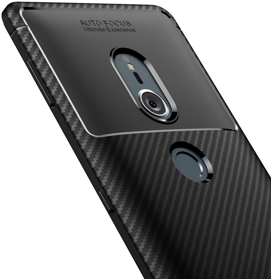 Sony Xperia XZ2 Siliconen Carbon Hoesje Zwart afbeelding 7