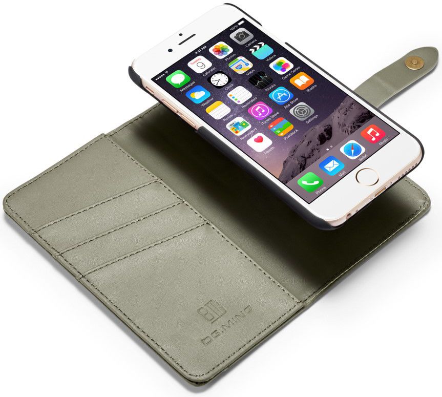 Apple iPhone 6s Echt Leren 2-in-1 Bookcase en Back Cover Hoesje Groen afbeelding 1