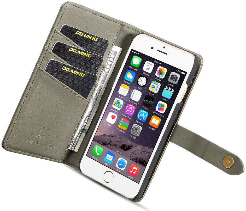 Apple iPhone 6s Echt Leren 2-in-1 Bookcase en Back Cover Hoesje Groen afbeelding 4