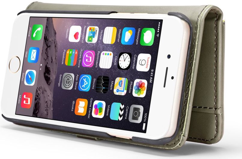 Apple iPhone 6s Echt Leren 2-in-1 Bookcase en Back Cover Hoesje Groen afbeelding 6