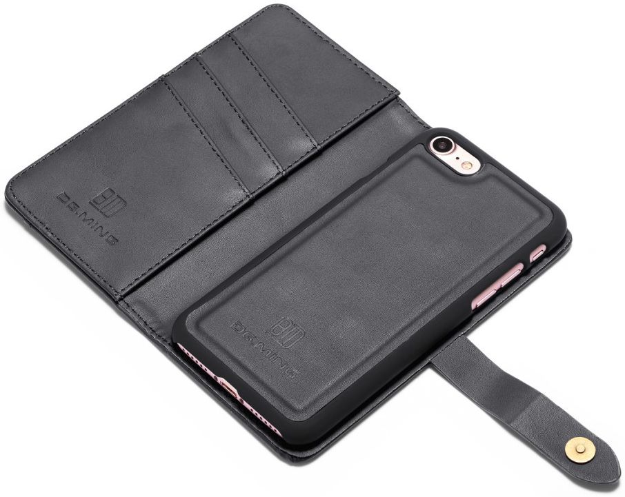 Apple iPhone 7/8 Echt Leren 2-in-1 Bookcase en Back Cover Hoesje Zwart afbeelding 4