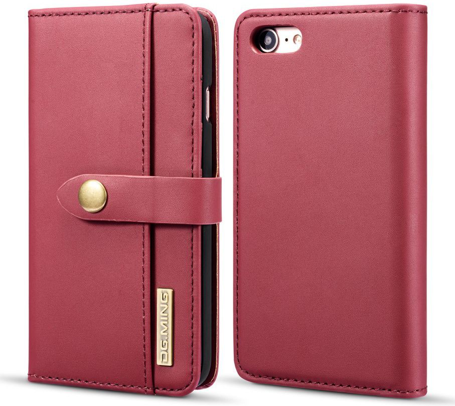 Apple iPhone 7/8 Echt Leren 2-in-1 Bookcase en Back Cover Hoesje Rood afbeelding 1