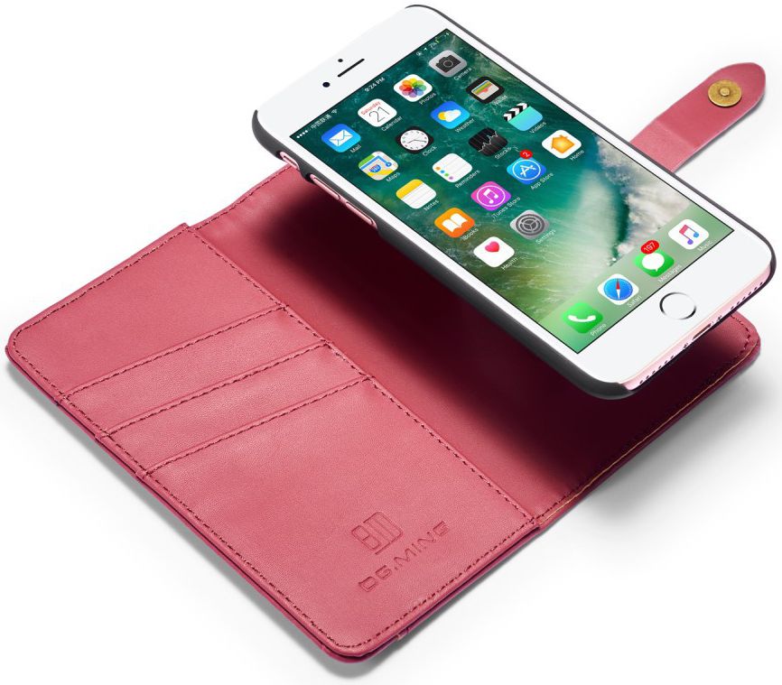Apple iPhone 7/8 Echt Leren 2-in-1 Bookcase en Back Cover Hoesje Rood afbeelding 2