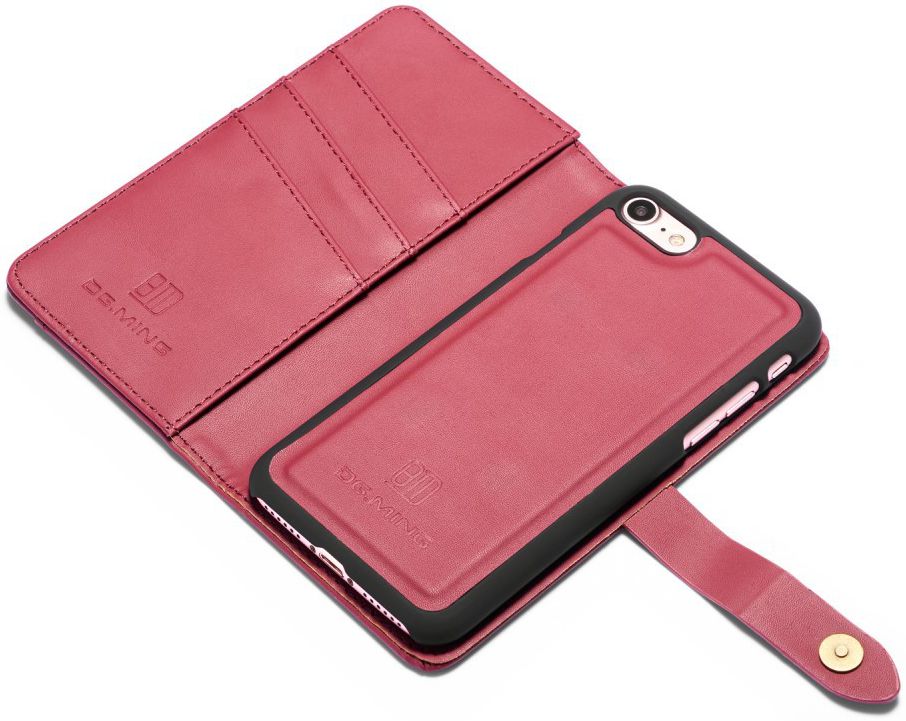 Apple iPhone 7/8 Echt Leren 2-in-1 Bookcase en Back Cover Hoesje Rood afbeelding 5