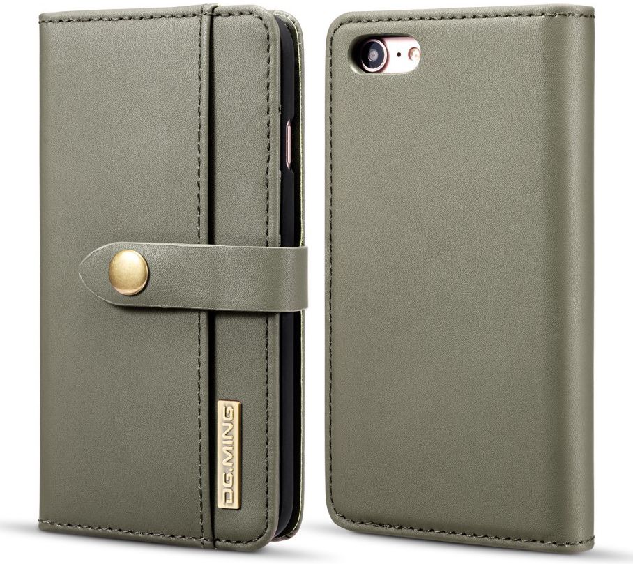 Apple iPhone 7/8 Echt Leren 2-in-1 Bookcase en Back Cover Hoesje Groen afbeelding 1