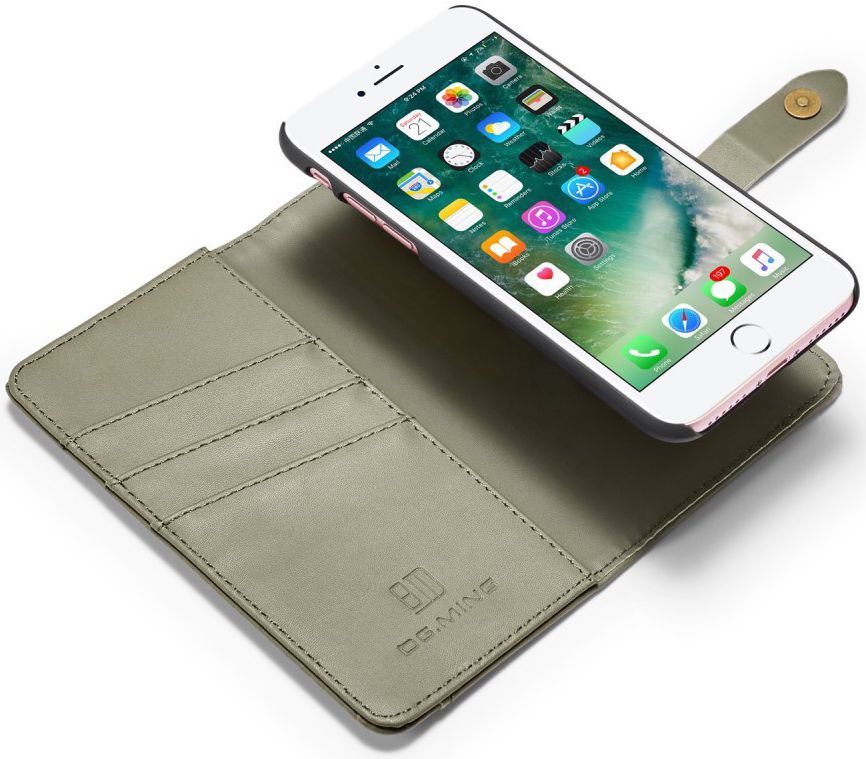 Apple iPhone 7/8 Echt Leren 2-in-1 Bookcase en Back Cover Hoesje Groen afbeelding 2