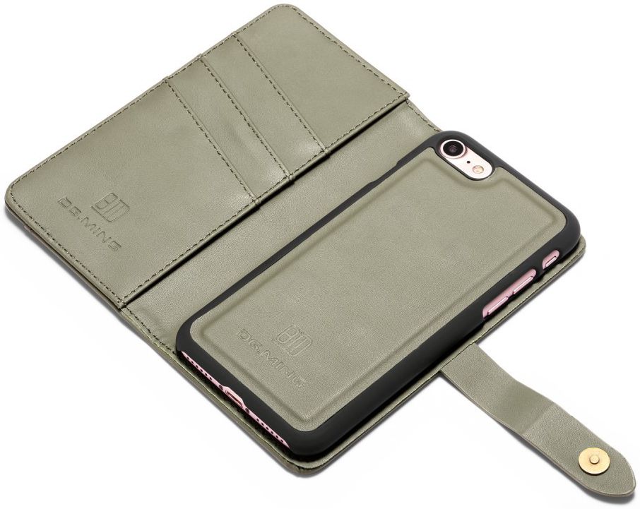 Apple iPhone 7/8 Echt Leren 2-in-1 Bookcase en Back Cover Hoesje Groen afbeelding 5