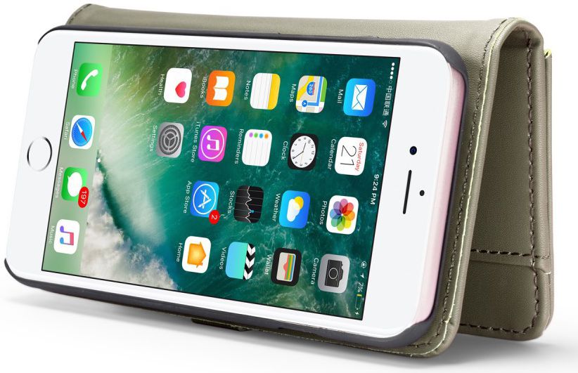 Apple iPhone 7/8 Echt Leren 2-in-1 Bookcase en Back Cover Hoesje Groen afbeelding 6