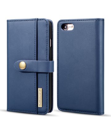 Apple iPhone 7/8 Echt Leren 2-in-1 Bookcase en Back Cover Hoesje Blauw Hoesjes