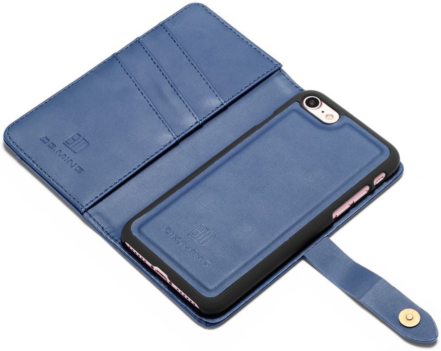 Apple iPhone 7/8 Echt Leren 2-in-1 Bookcase en Back Cover Hoesje Blauw afbeelding 5