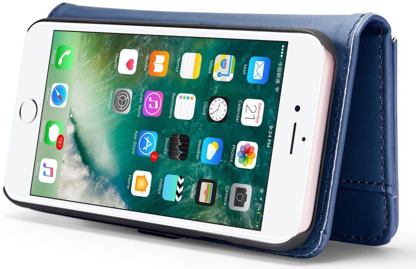 Apple iPhone 7/8 Echt Leren 2-in-1 Bookcase en Back Cover Hoesje Blauw afbeelding 7