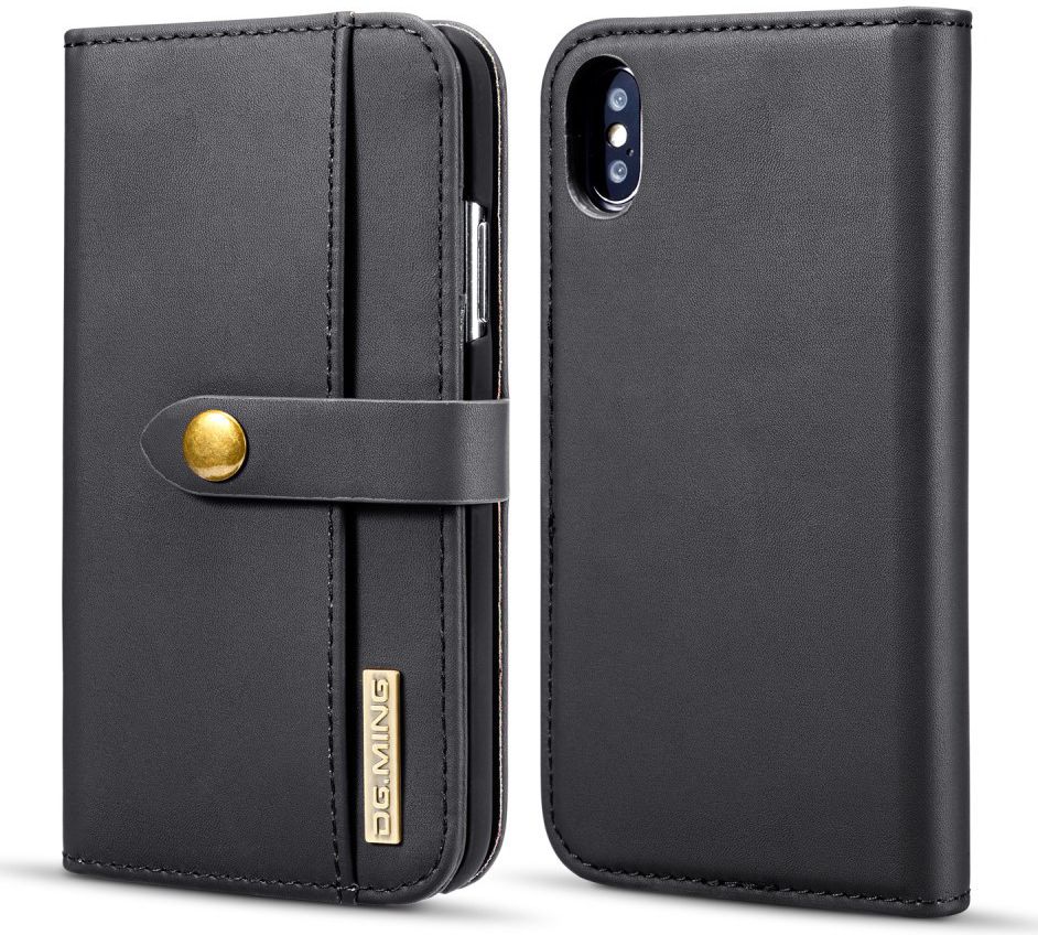 Apple iPhone XS Echt Leren 2-in-1 Bookcase en Back Cover Hoesje Zwart afbeelding 7
