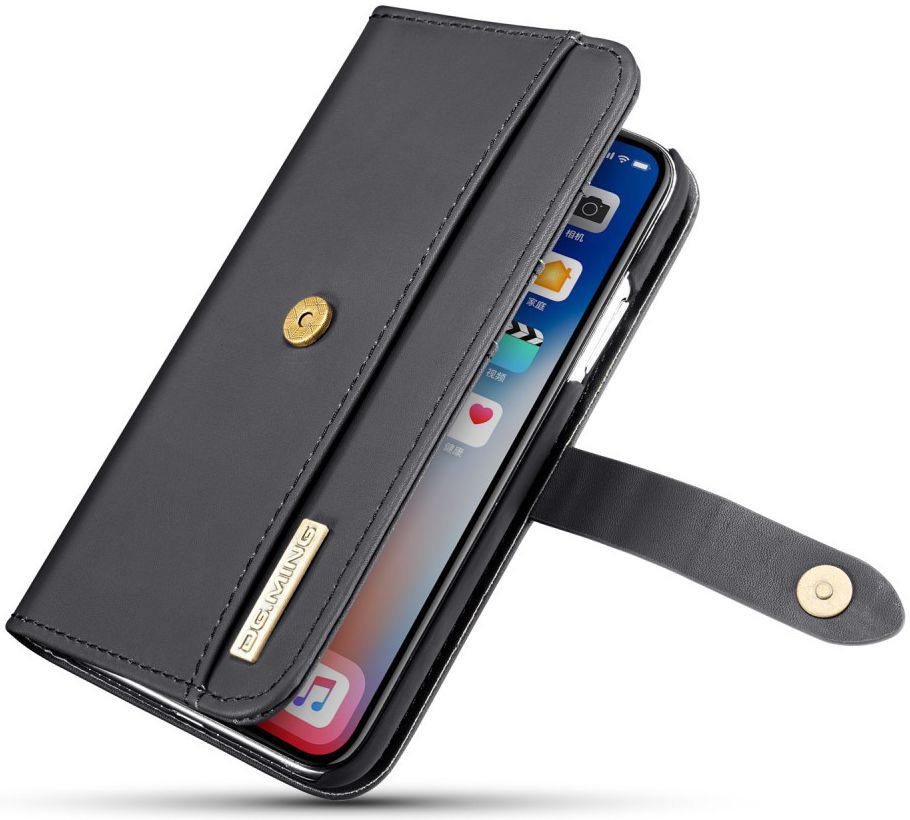 Apple iPhone XS Echt Leren 2-in-1 Bookcase en Back Cover Hoesje Zwart afbeelding 5