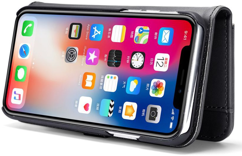 Apple iPhone XS Echt Leren 2-in-1 Bookcase en Back Cover Hoesje Zwart afbeelding 6