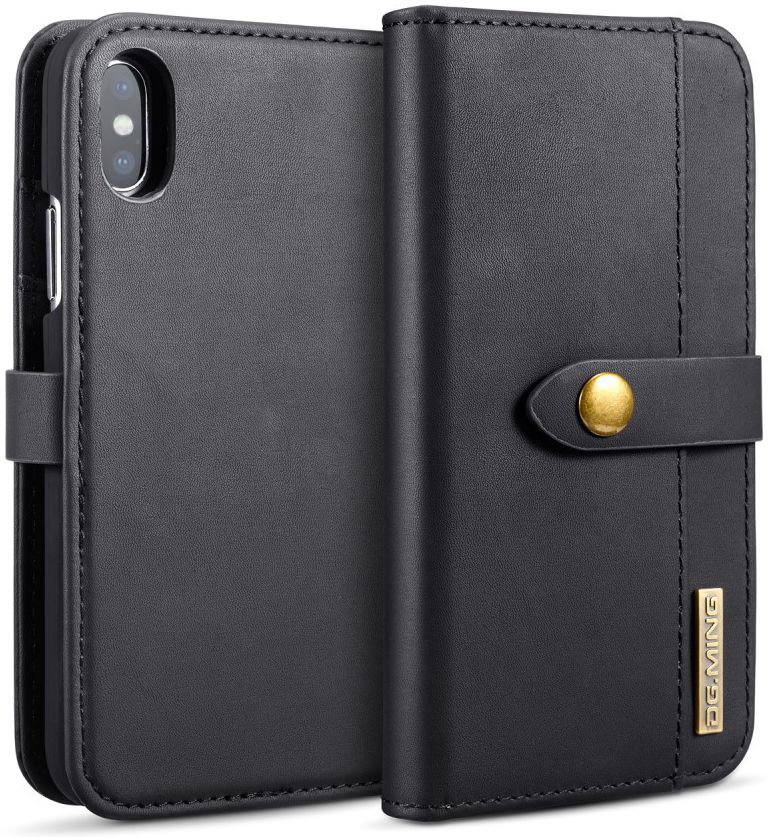 Apple iPhone XS Echt Leren 2-in-1 Bookcase en Back Cover Hoesje Zwart afbeelding 4
